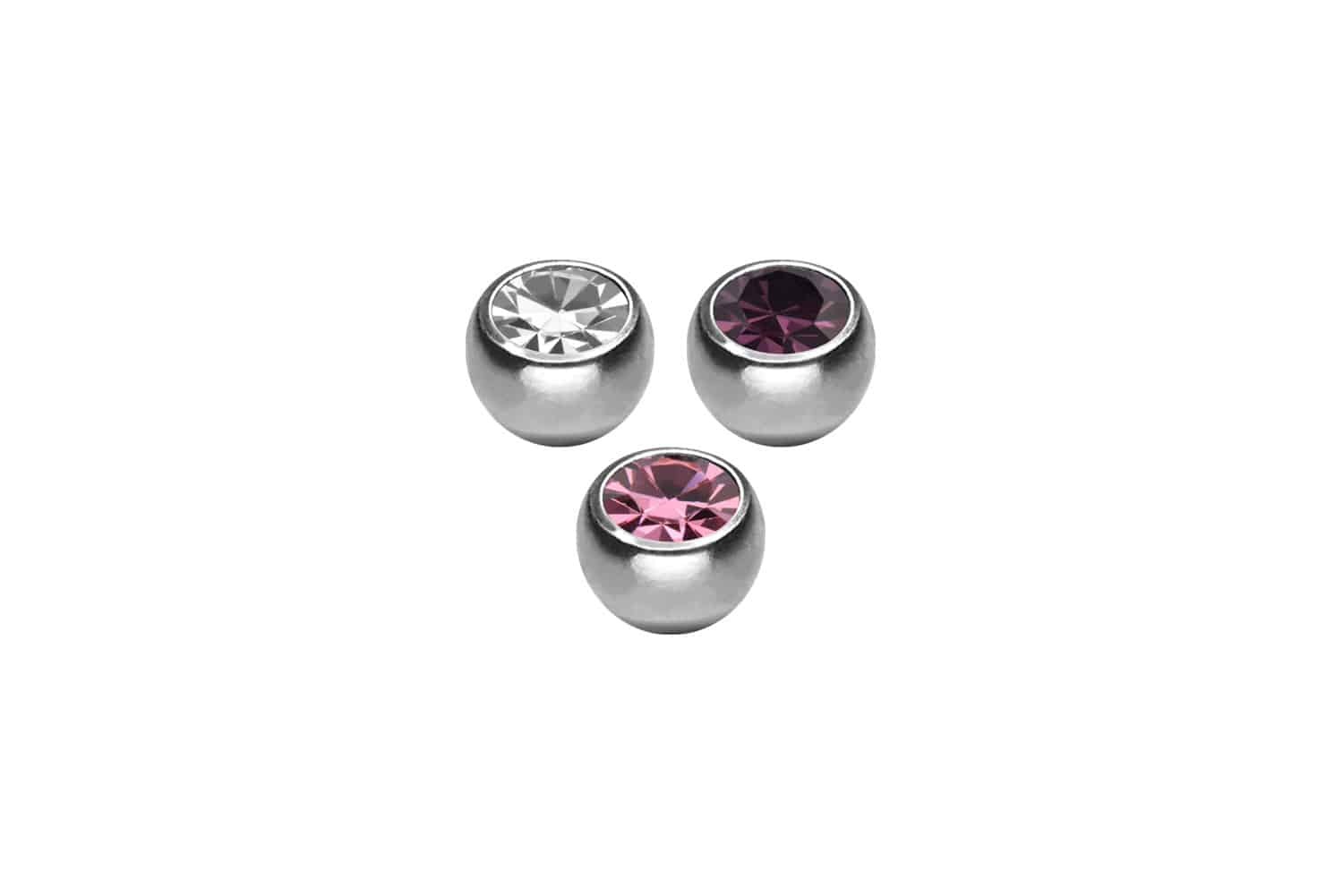 SET Chirurgenstahl Schraubkugel KRISTALL von Piercingline